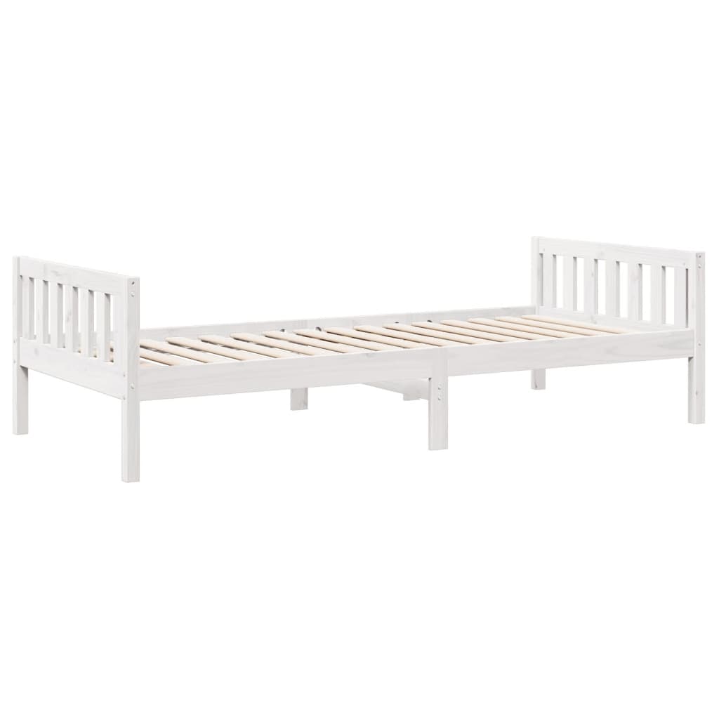 Dječji krevet bez madraca bijeli 75 x 190 cm masivna borovina