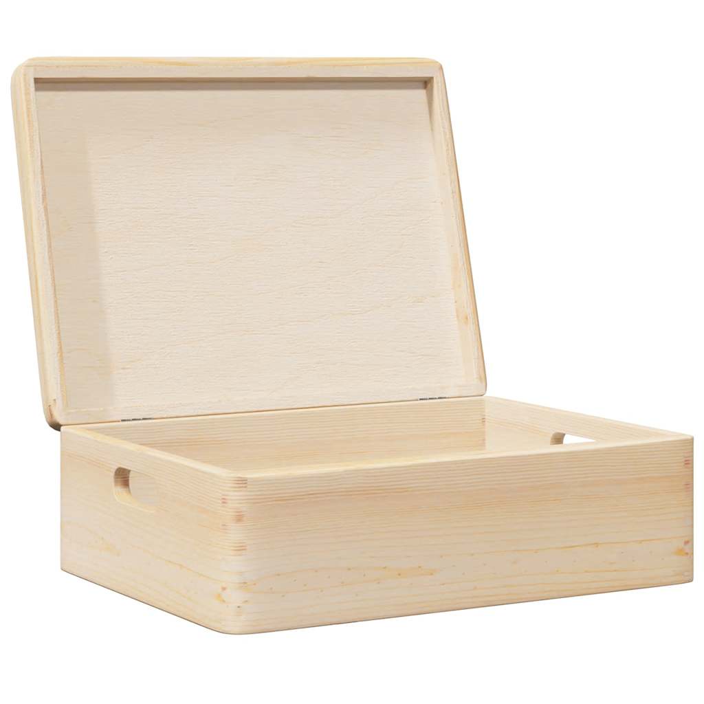 Drvena kutija s poklopcem i ručkama 40x30x13 cm puno drvo bor