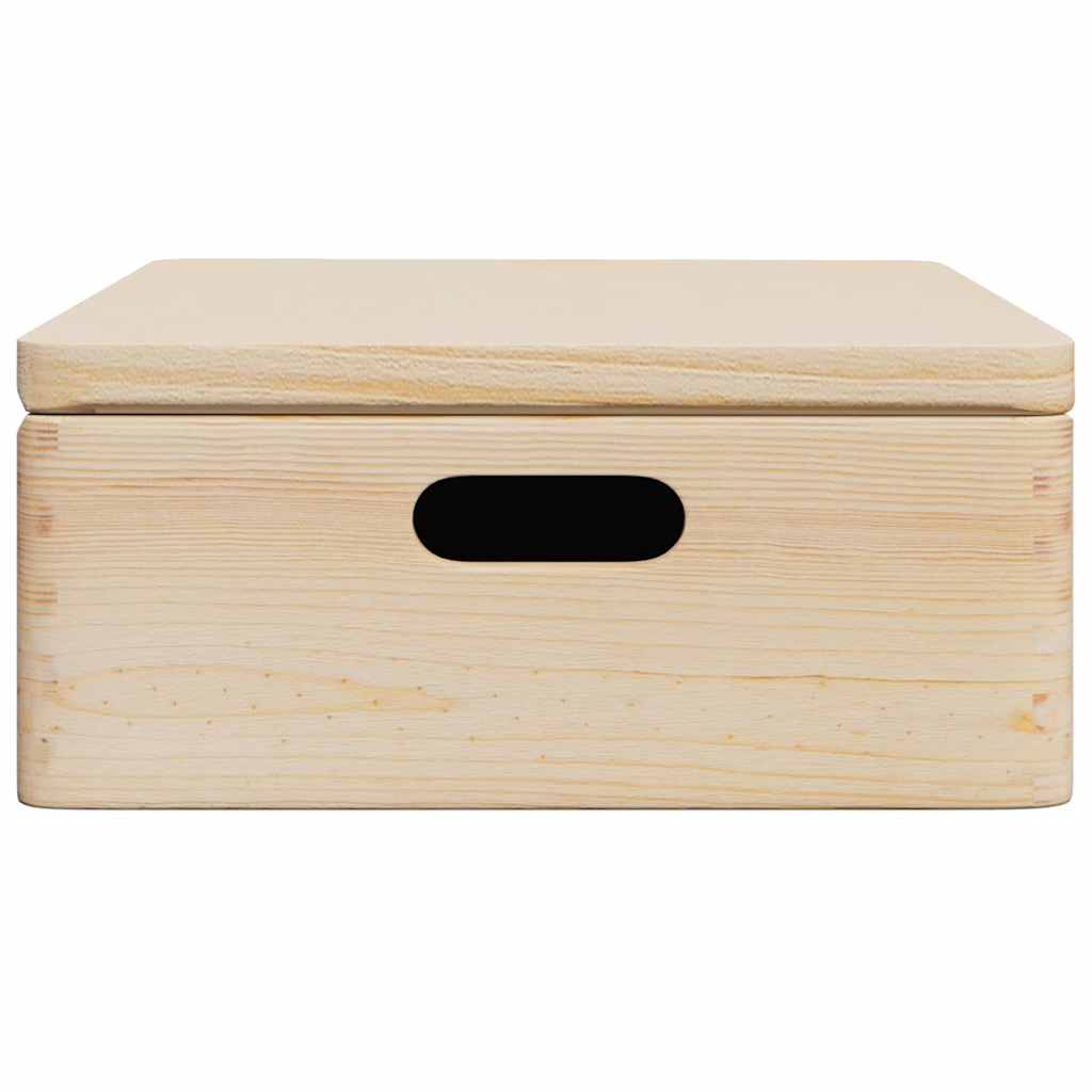Drvena kutija s poklopcem i ručkama 40x30x13 cm puno drvo bor