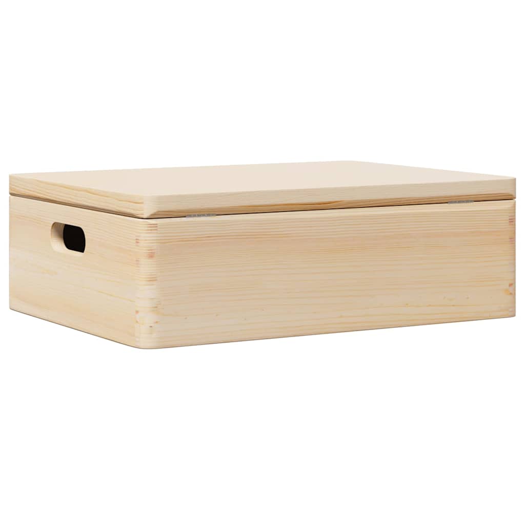 Drvena kutija s poklopcem i ručkama 40x30x13 cm puno drvo bor