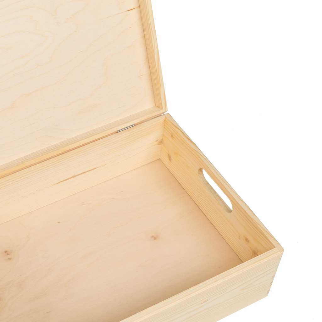 Drvena kutija s poklopcem i ručkama 40x30x13 cm puno drvo bor
