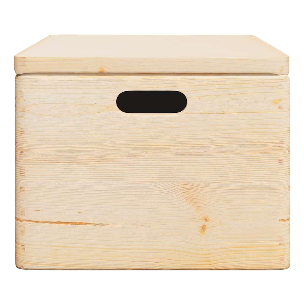 Drvena kutija s poklopcem i ručkama 40x30x23 cm puno drvo bor
