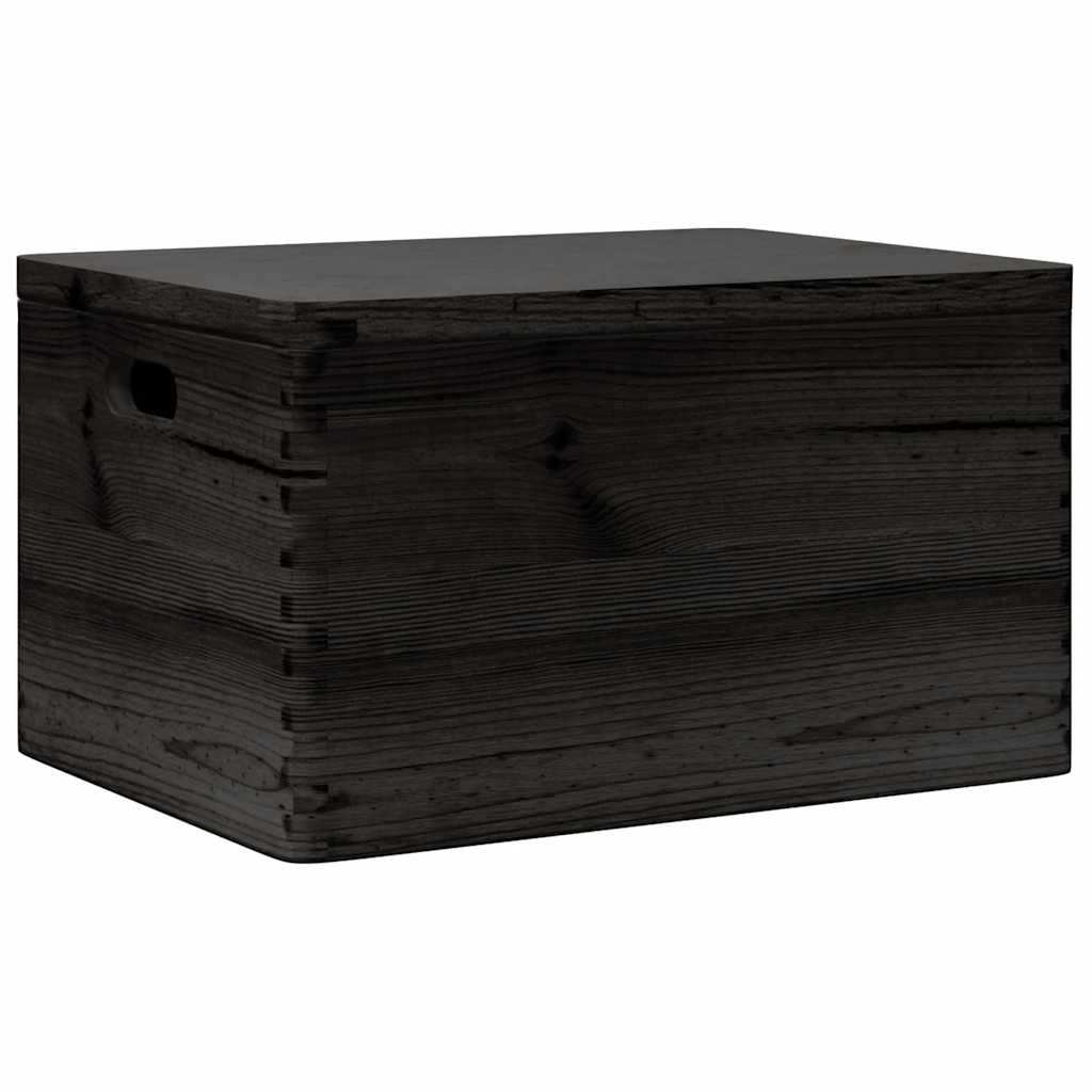 Drvena kutija poklopcem ručkama crna 40x30x23 cm puno drvo bor