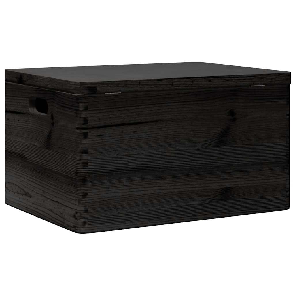 Drvena kutija poklopcem ručkama crna 40x30x23 cm puno drvo bor