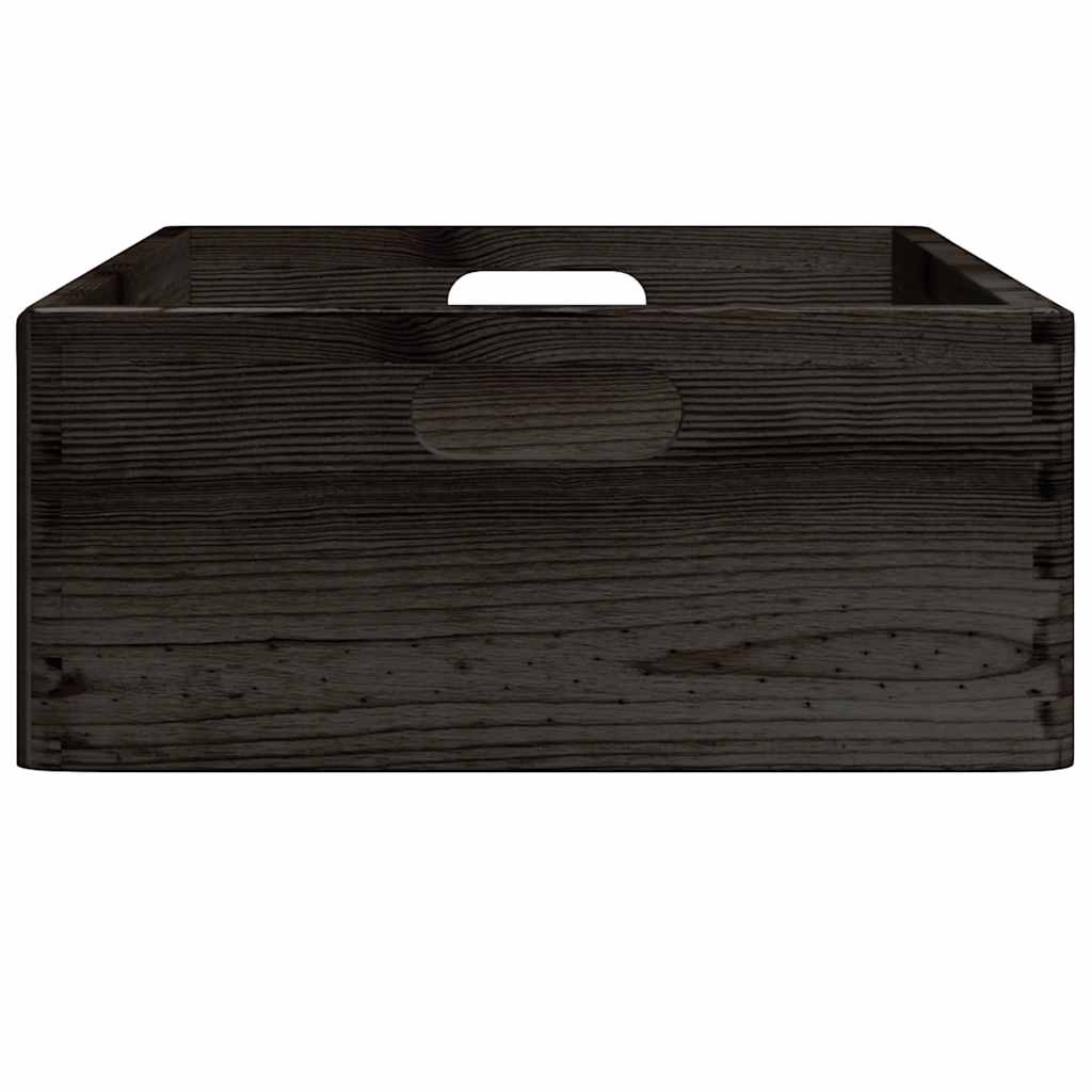Drvena kutija s ručkama crna 40x30x13 cm puno drvo bor