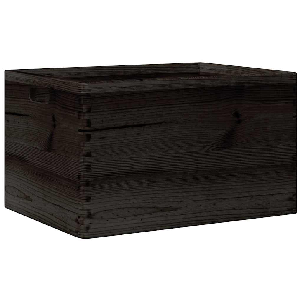 Drvena kutija s ručkama crna 40x30x23 cm puno drvo bor