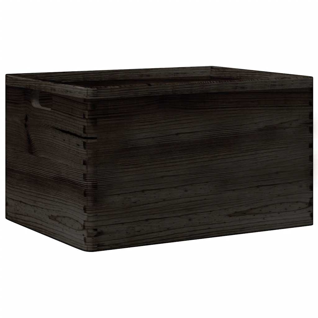 Drvena kutija s ručkama crna 40x30x23 cm puno drvo bor