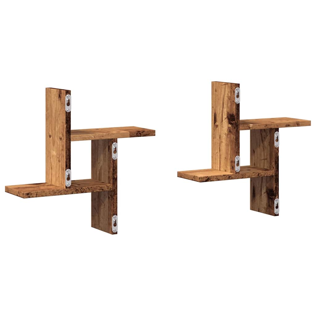 Zidne police 2 kom boja staro drvo 38x12x38cm konstruirano drvo