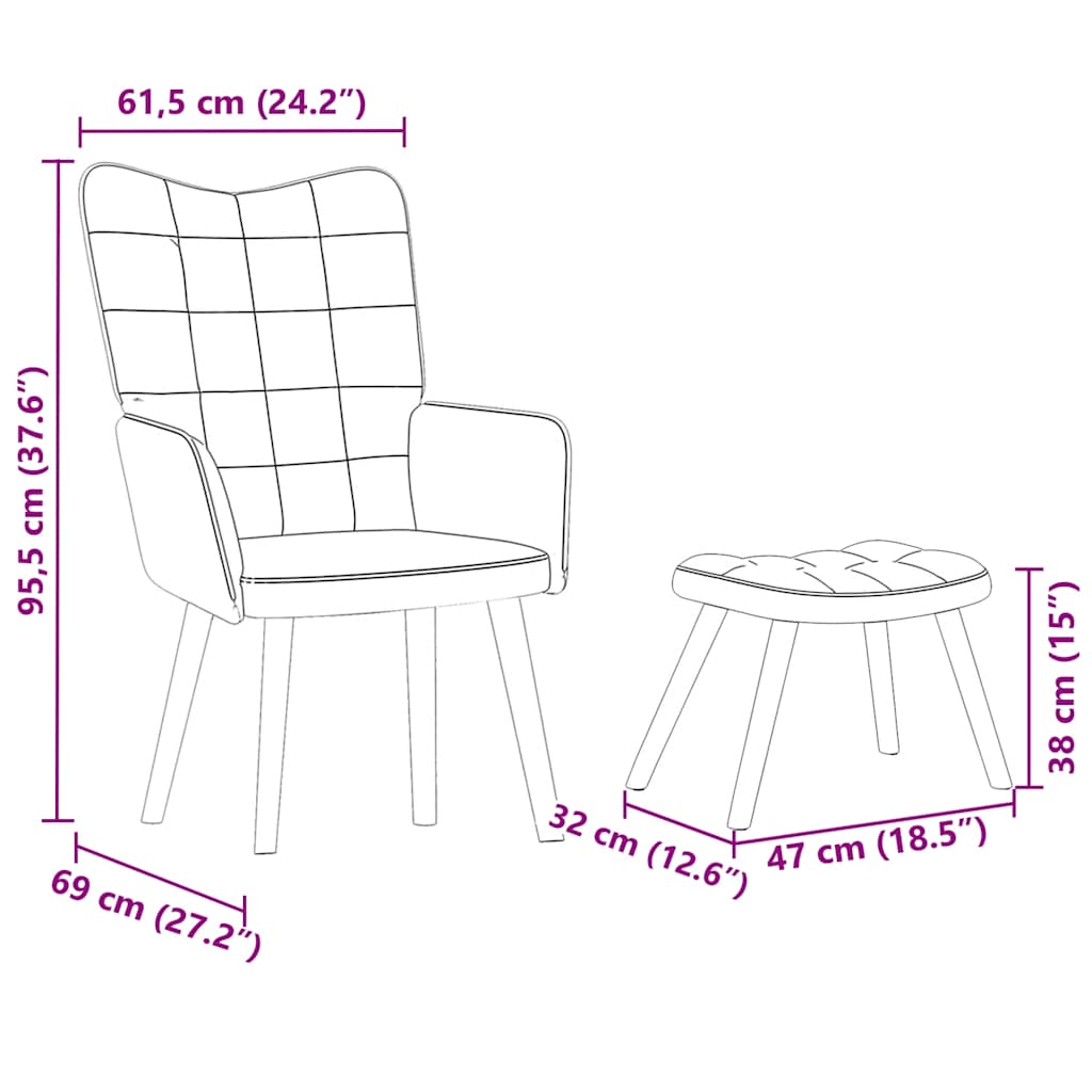 Stolica za opuštanje s osloncem za noge boja vina baršunasta