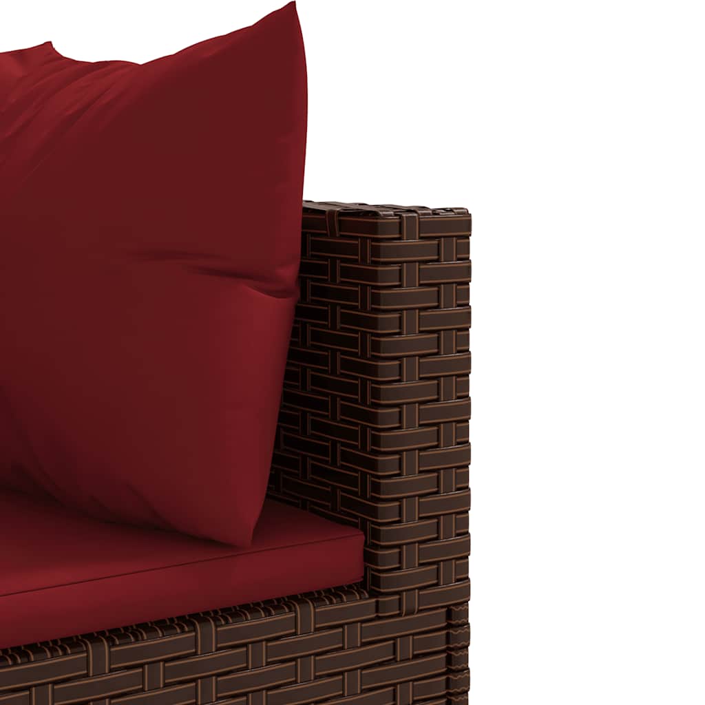 6-dijelna vrtna garnitura s jastucima smeđa od poliratana