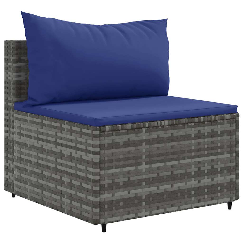 7-dijelna vrtna garnitura od poliratana s jastucima siva