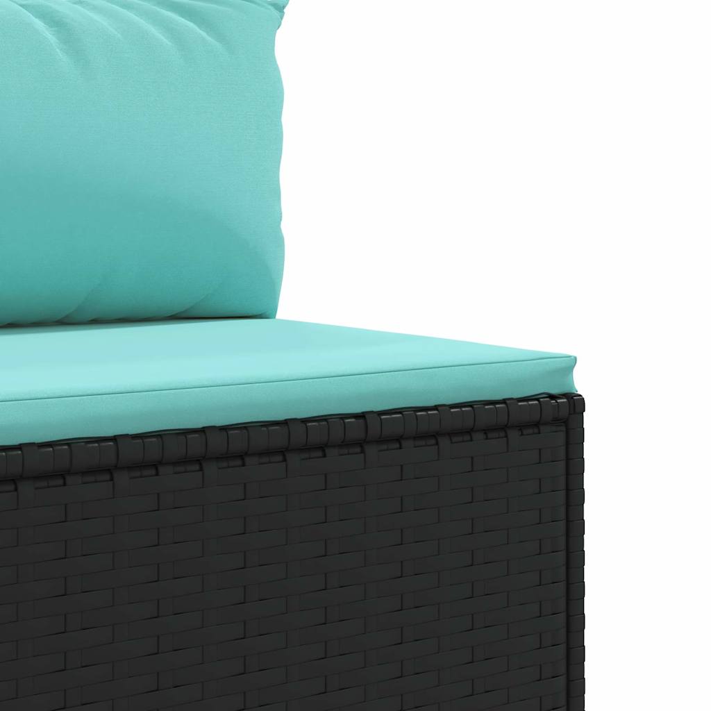 7-dijelna vrtna garnitura od poliratana s jastucima crna