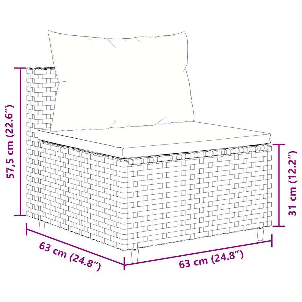 6-dijelna vrtna garnitura s jastucima smeđa od poliratana