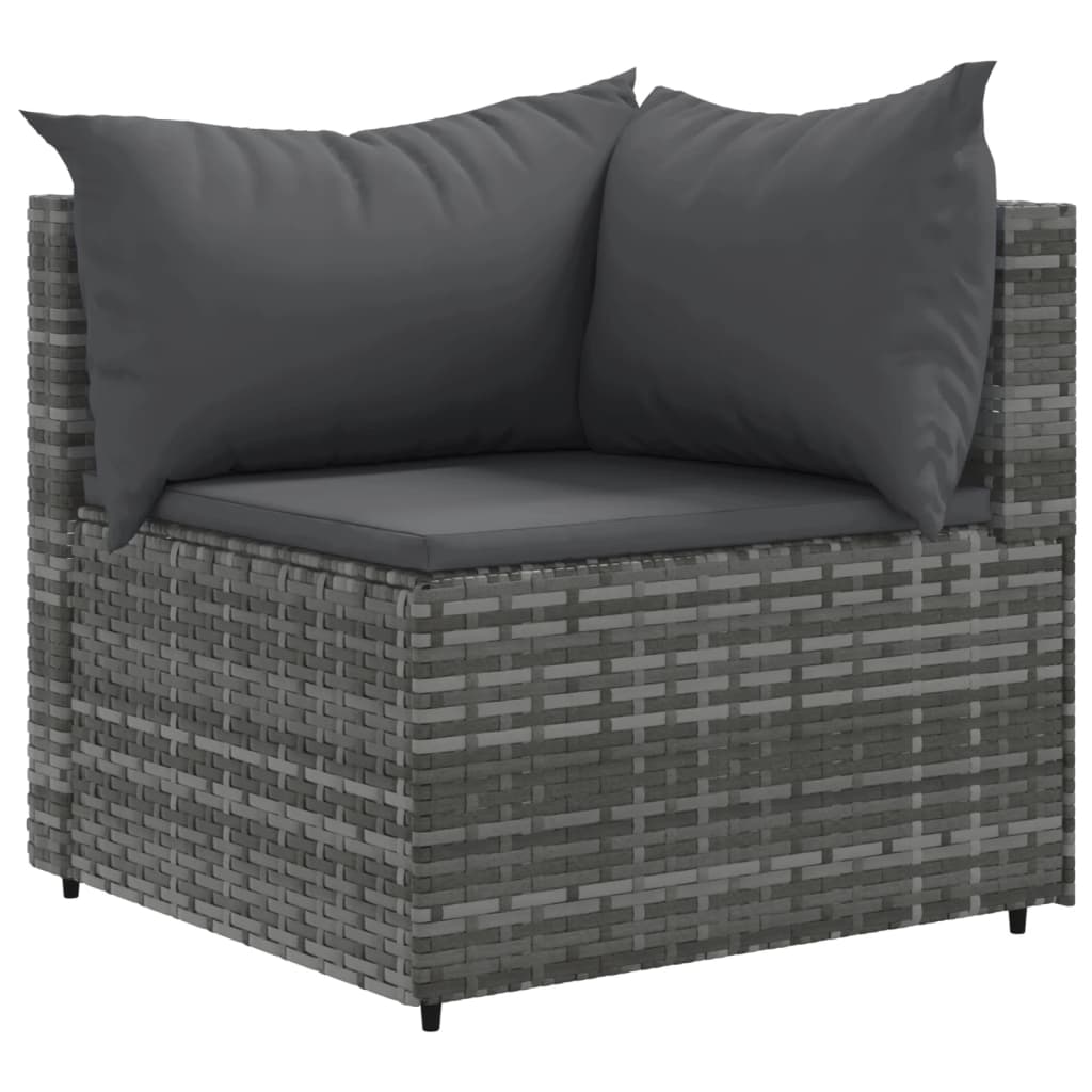 10-dijelna vrtna garnitura od poliratana s jastucima siva