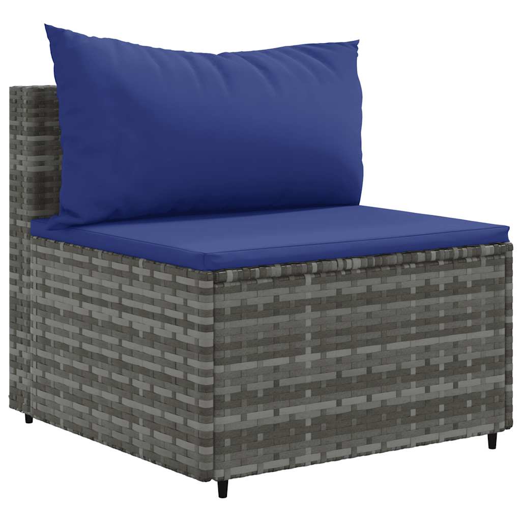 4-dijelni set vrtnih sofa od poliratana s jastucima sivi