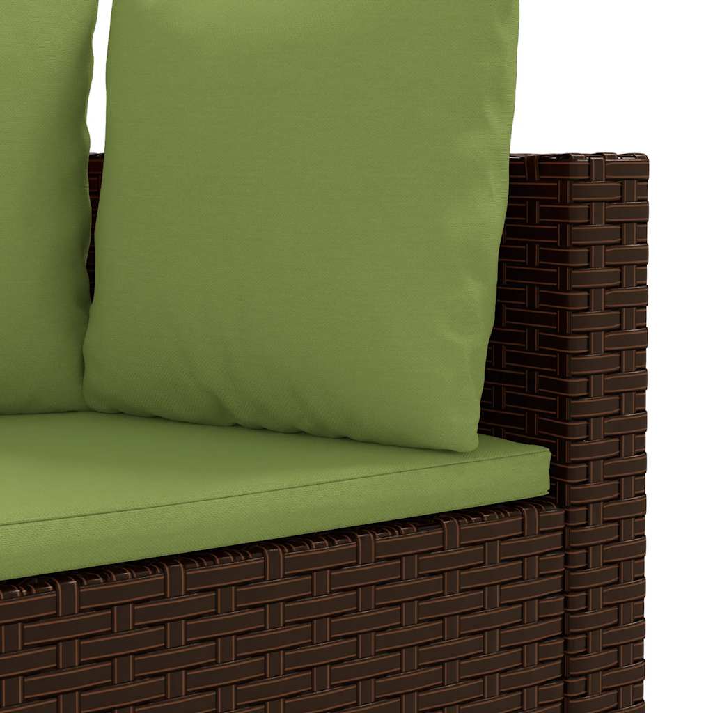 3-dijelni set vrtnih sofa s jastucima smeđi od poliratana
