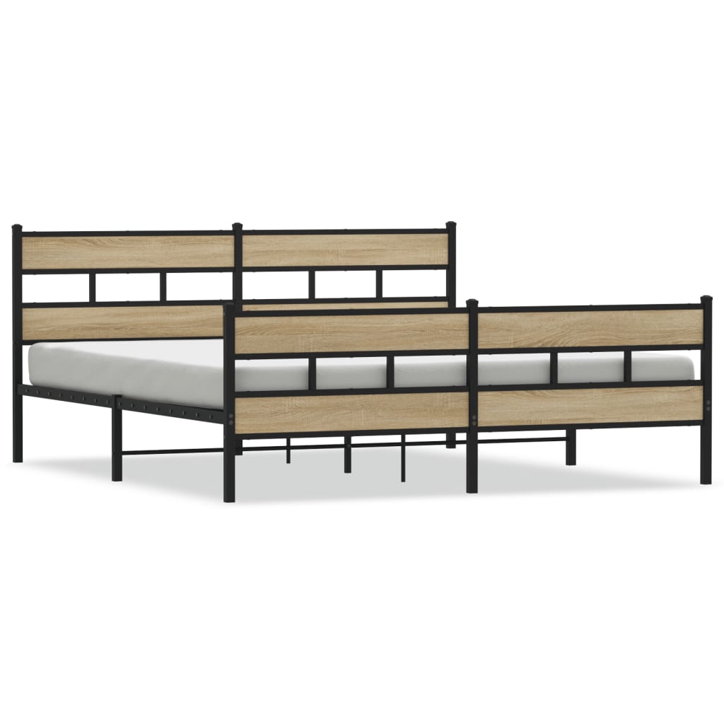 Metalni okvir kreveta bez madraca boja hrasta sonome 183x213 cm