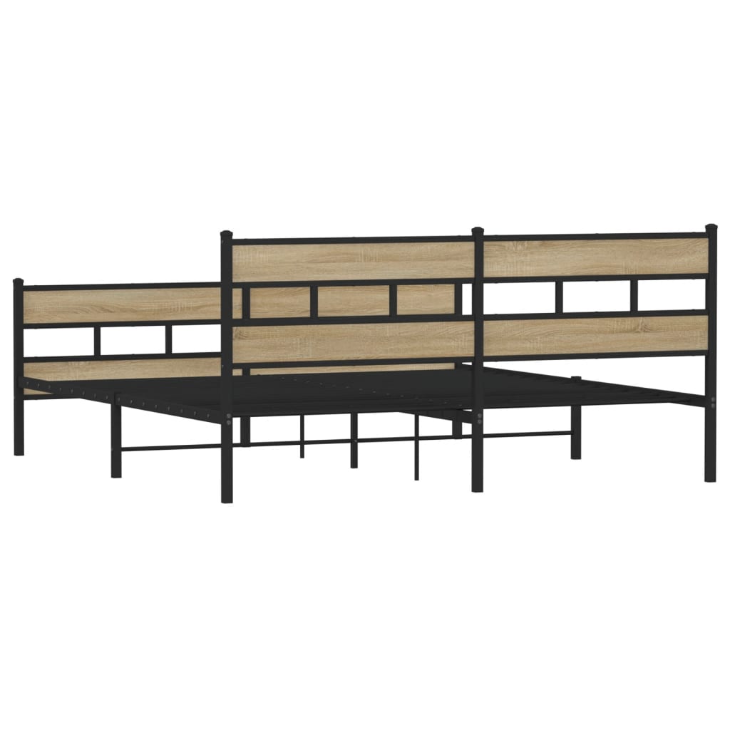 Metalni okvir kreveta bez madraca boja hrasta sonome 183x213 cm