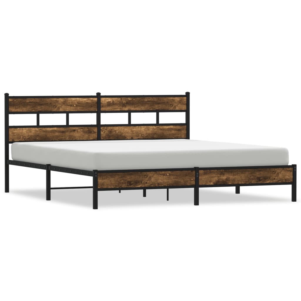 Metalni okvir kreveta bez madraca boja hrasta 183x213 cm
