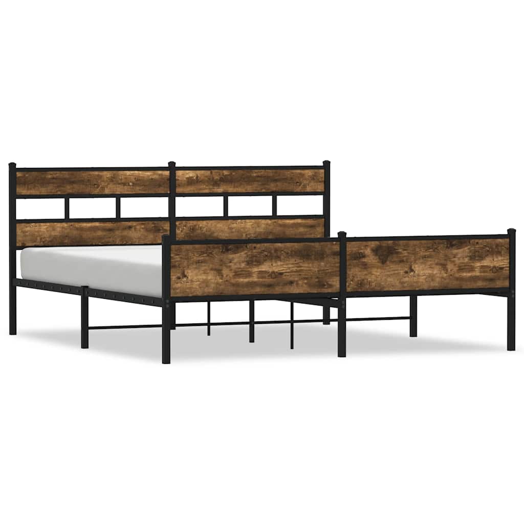 Metalni okvir kreveta bez madraca boja hrasta 183x213 cm