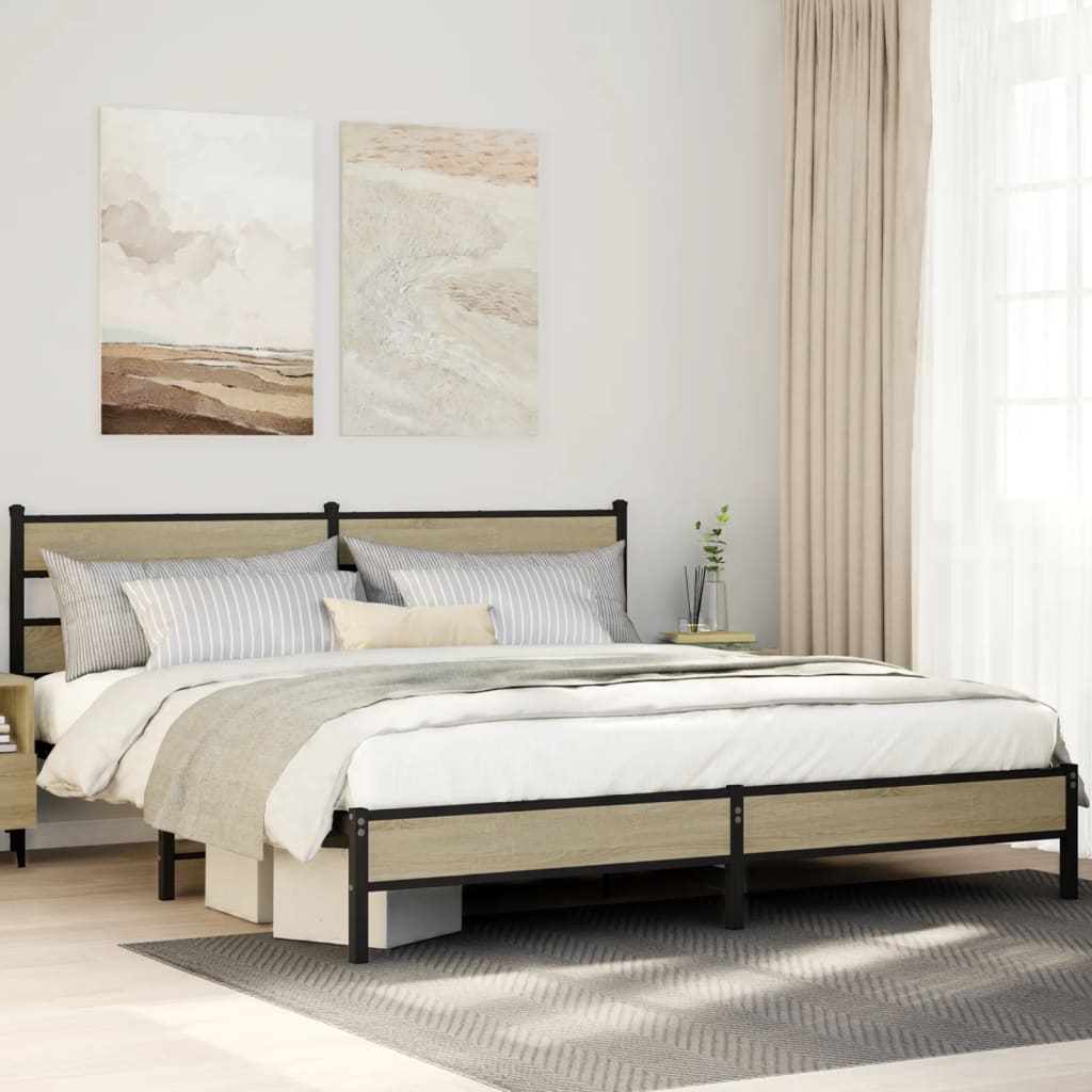 Metalni okvir kreveta bez madraca boja hrasta sonome 183x213 cm