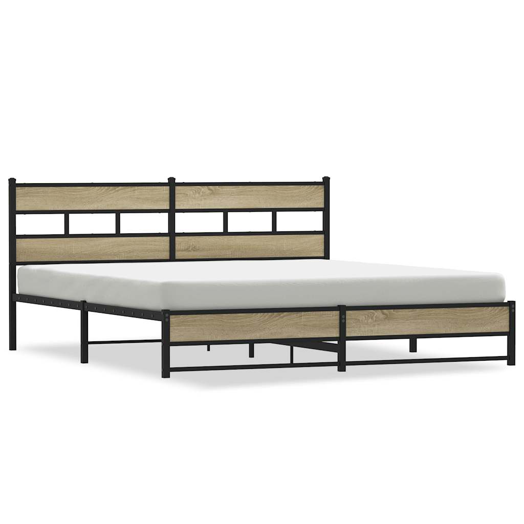 Metalni okvir kreveta bez madraca boja hrasta sonome 183x213 cm
