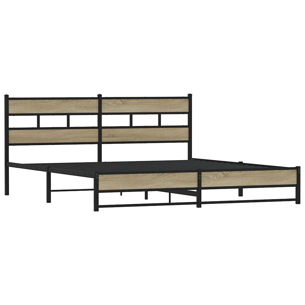 Metalni okvir kreveta bez madraca boja hrasta sonome 183x213 cm