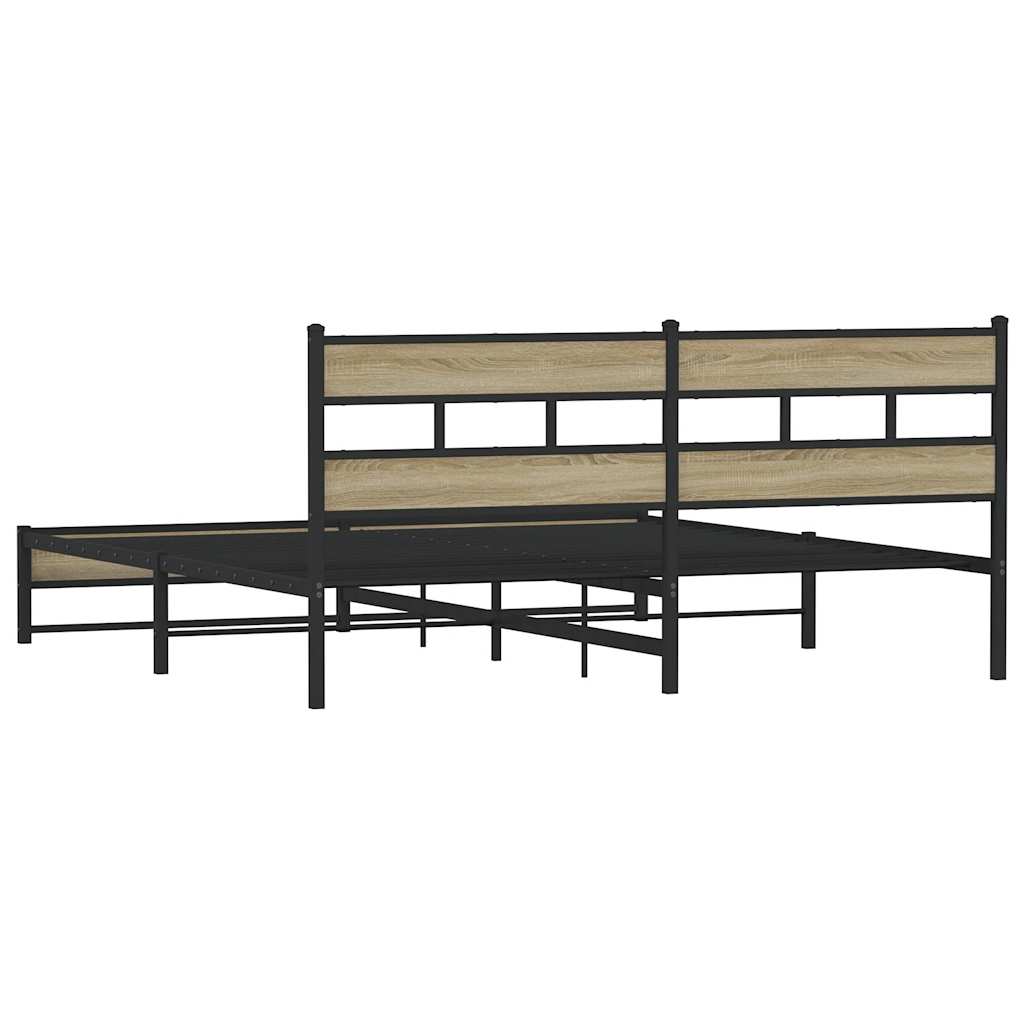 Metalni okvir kreveta bez madraca boja hrasta sonome 200x200 cm