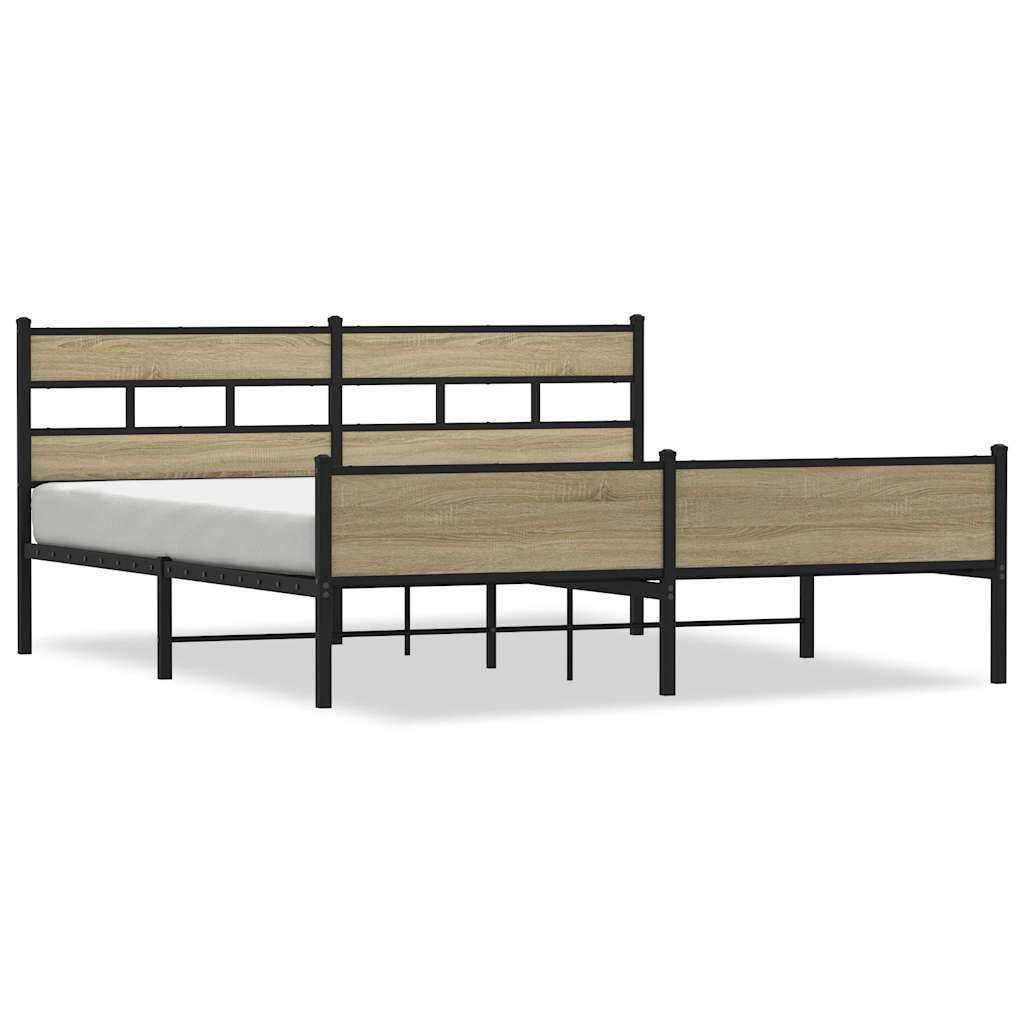 Metalni okvir kreveta bez madraca boja hrasta sonome 183x213 cm