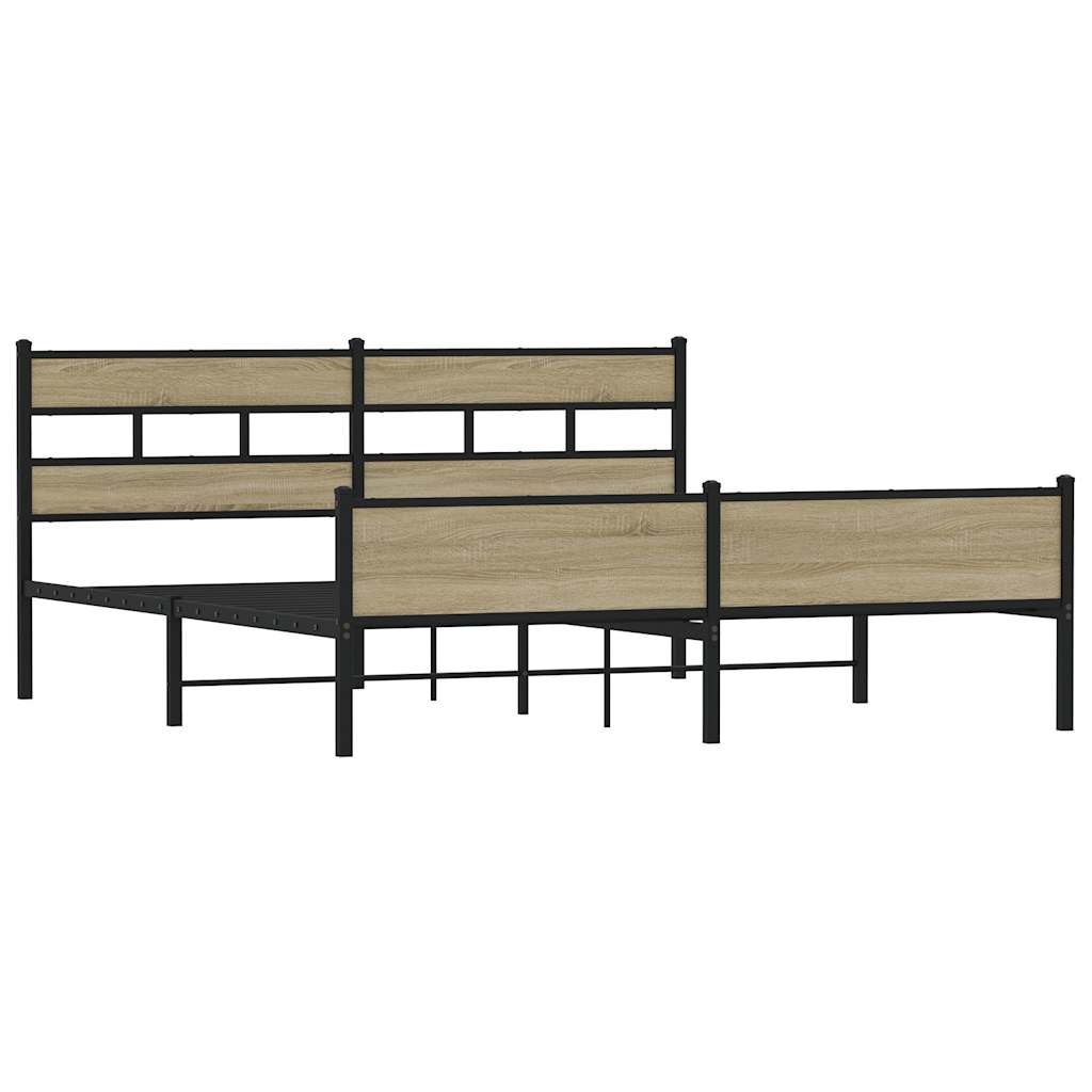Metalni okvir kreveta bez madraca boja hrasta sonome 183x213 cm