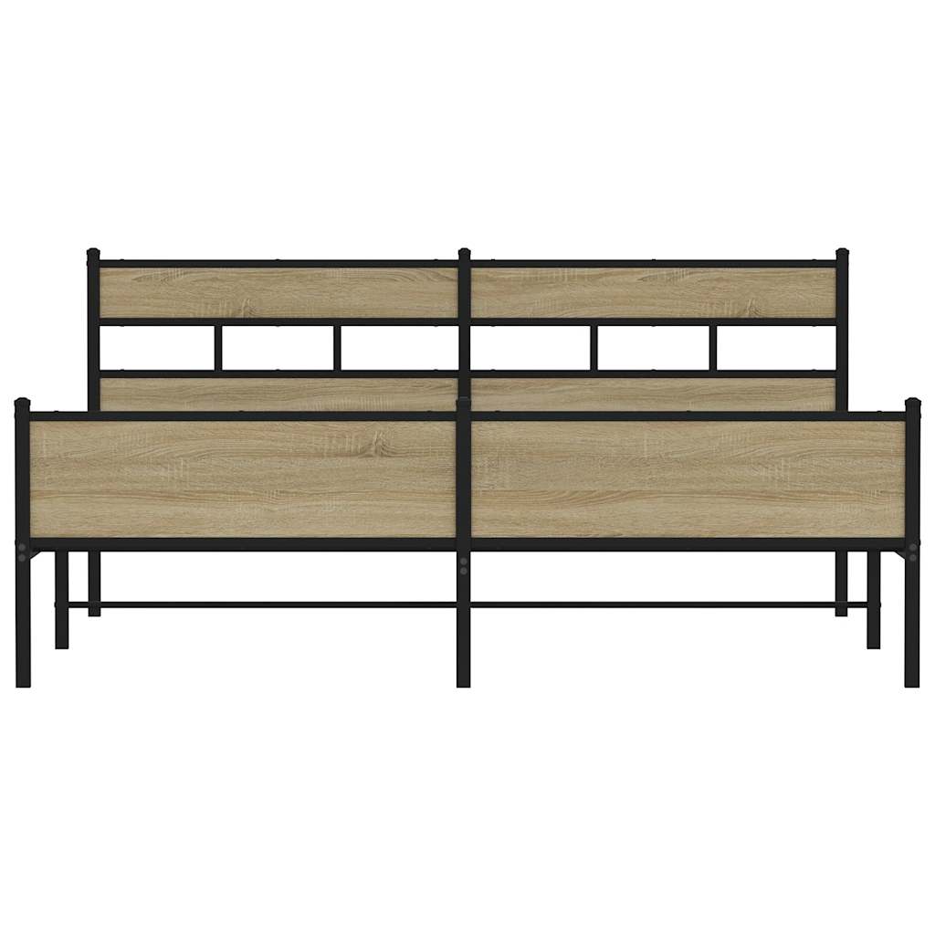 Metalni okvir kreveta bez madraca boja hrasta sonome 183x213 cm