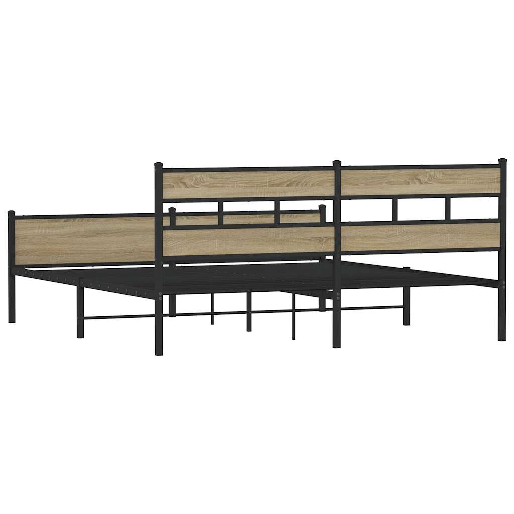 Metalni okvir kreveta bez madraca boja hrasta sonome 183x213 cm