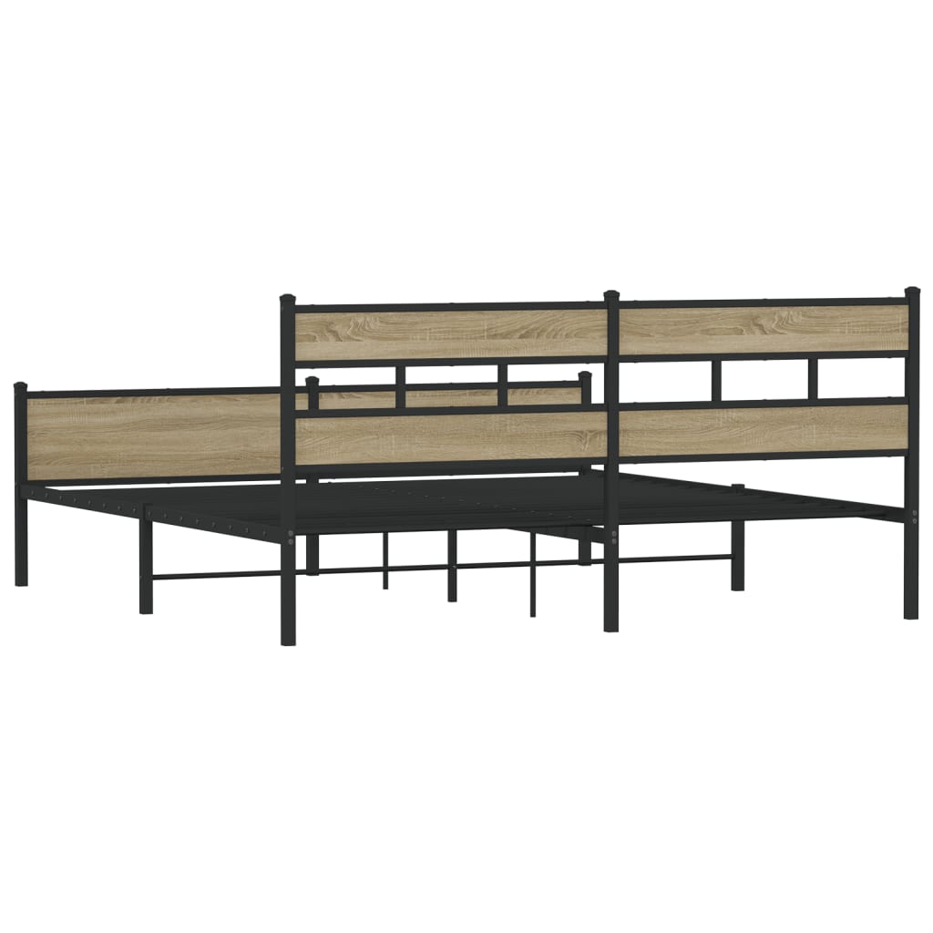 Metalni okvir kreveta bez madraca boja hrasta sonome 200x200 cm