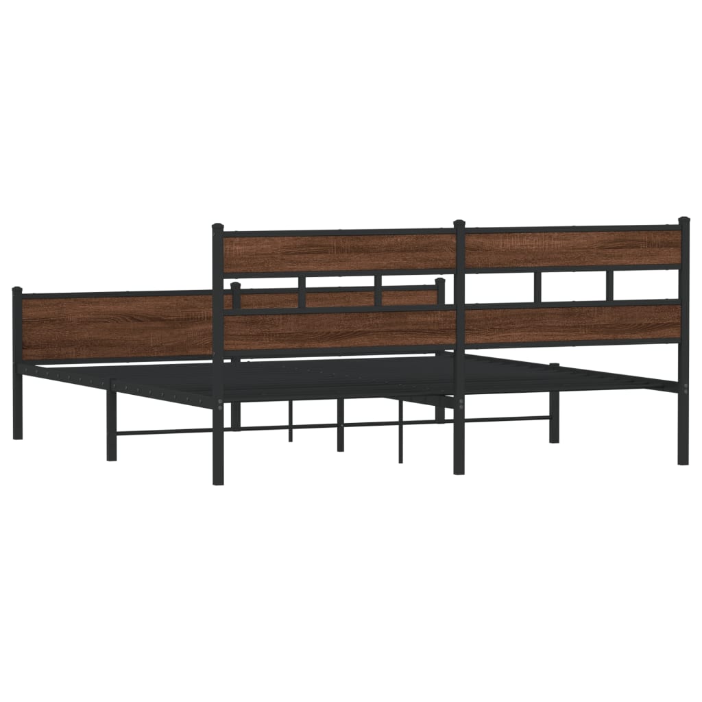 Metalni okvir kreveta bez madraca smeđa boja hrasta 183x213 cm