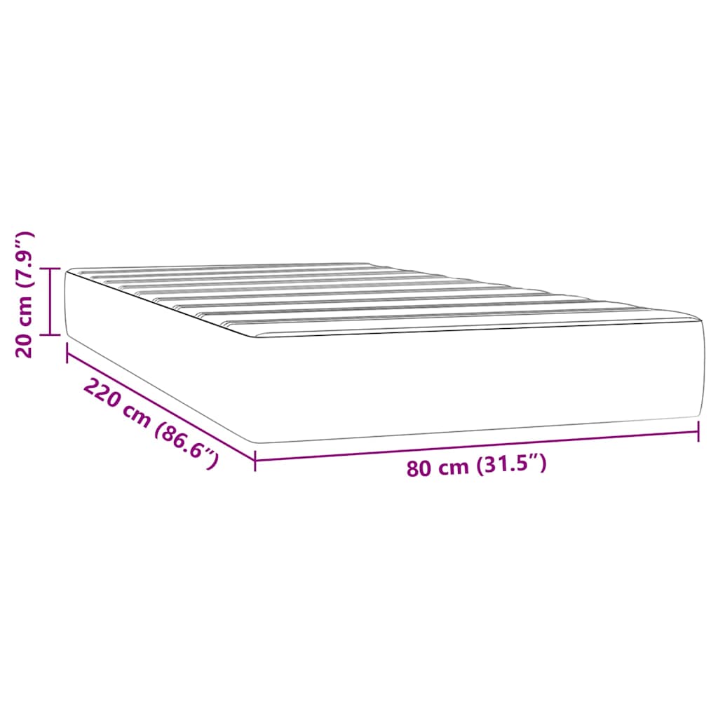 Madrac s oprugama srednje tvrdoće tamnozeleni 80x220x20 cm baršunasti