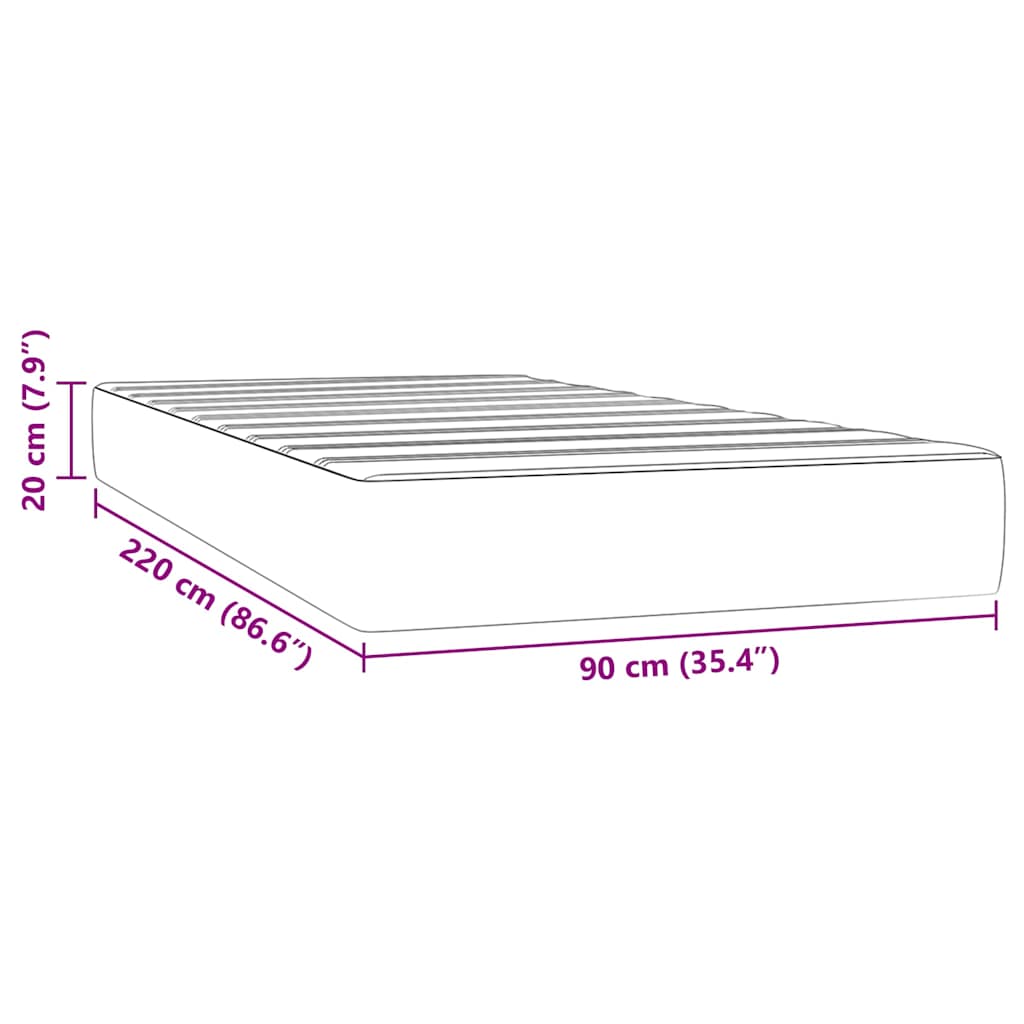 Madrac s oprugama srednje tvrdoće tamnoplavi 90x220x20 cm baršunasti