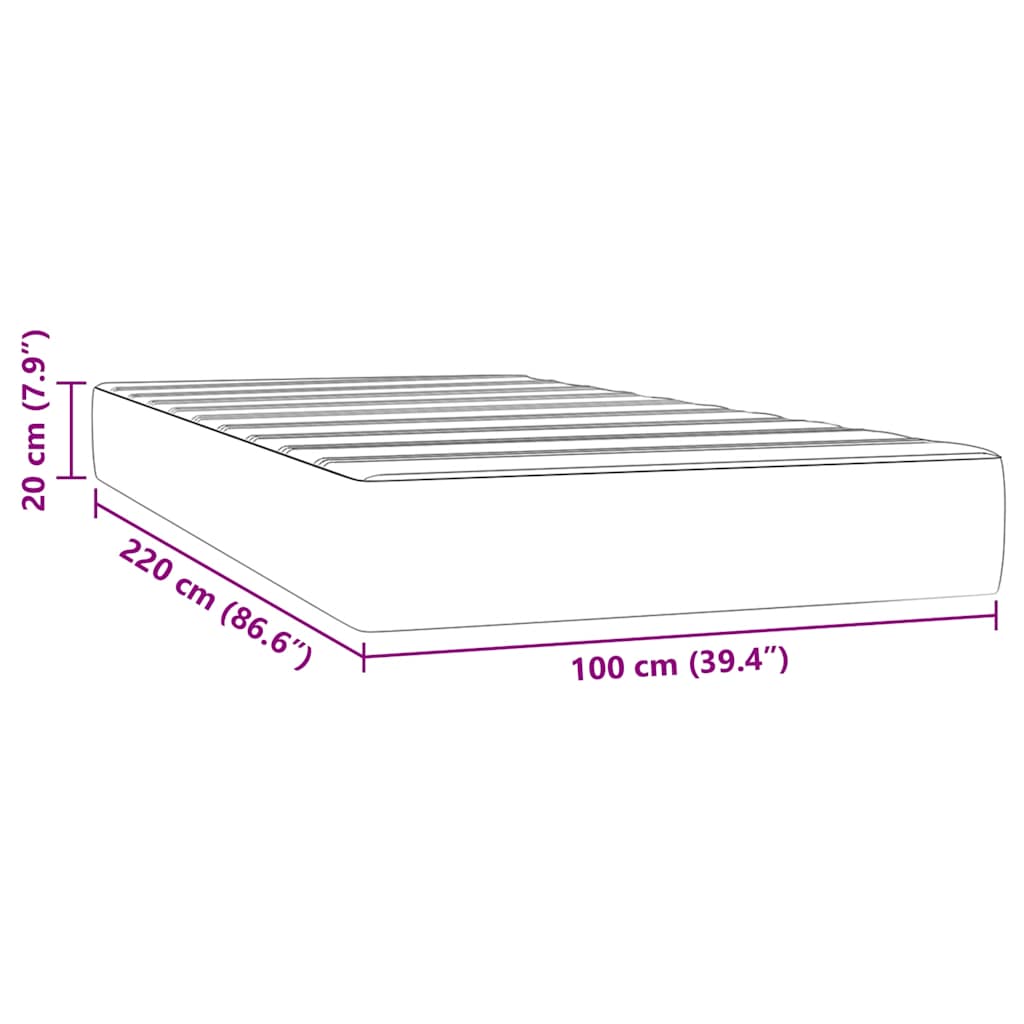 Madrac s džepičastim oprugama srednje tvrdoće crni 100x220x20 cm baršunasti