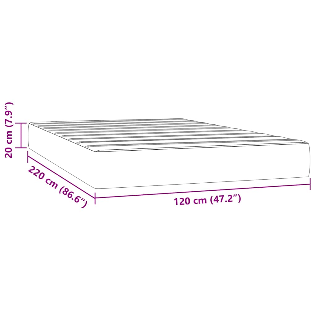 Madrac s džepičastim oprugama srednje tvrdoće crni 120x220x20 cm baršunasti