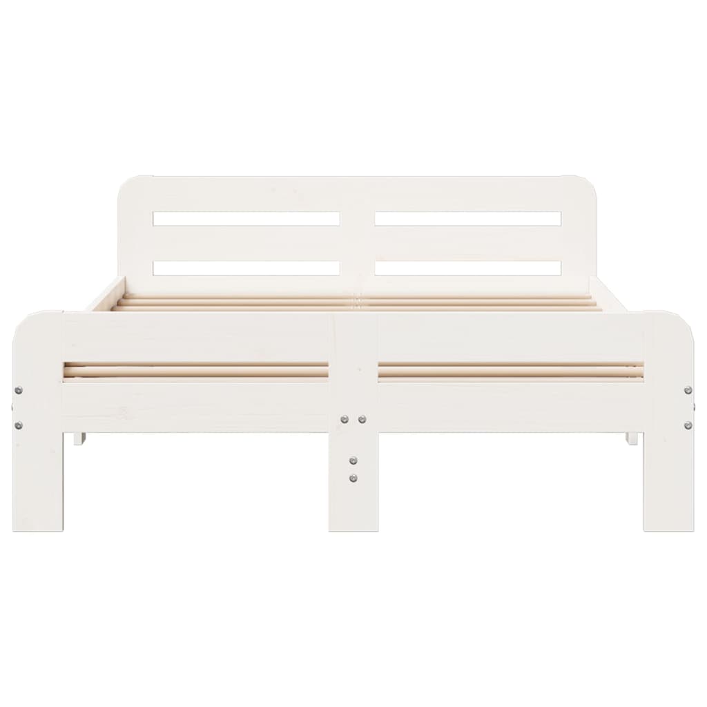 Okvir kreveta bez madraca bijeli 135 x 190 cm masivna borovina