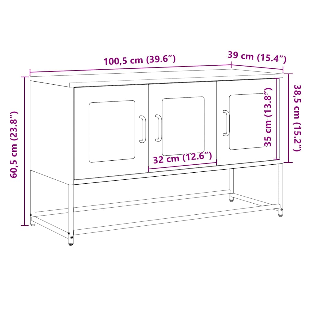 TV ormarić crni 100,5x39x60,5 cm hladno valjani čelik