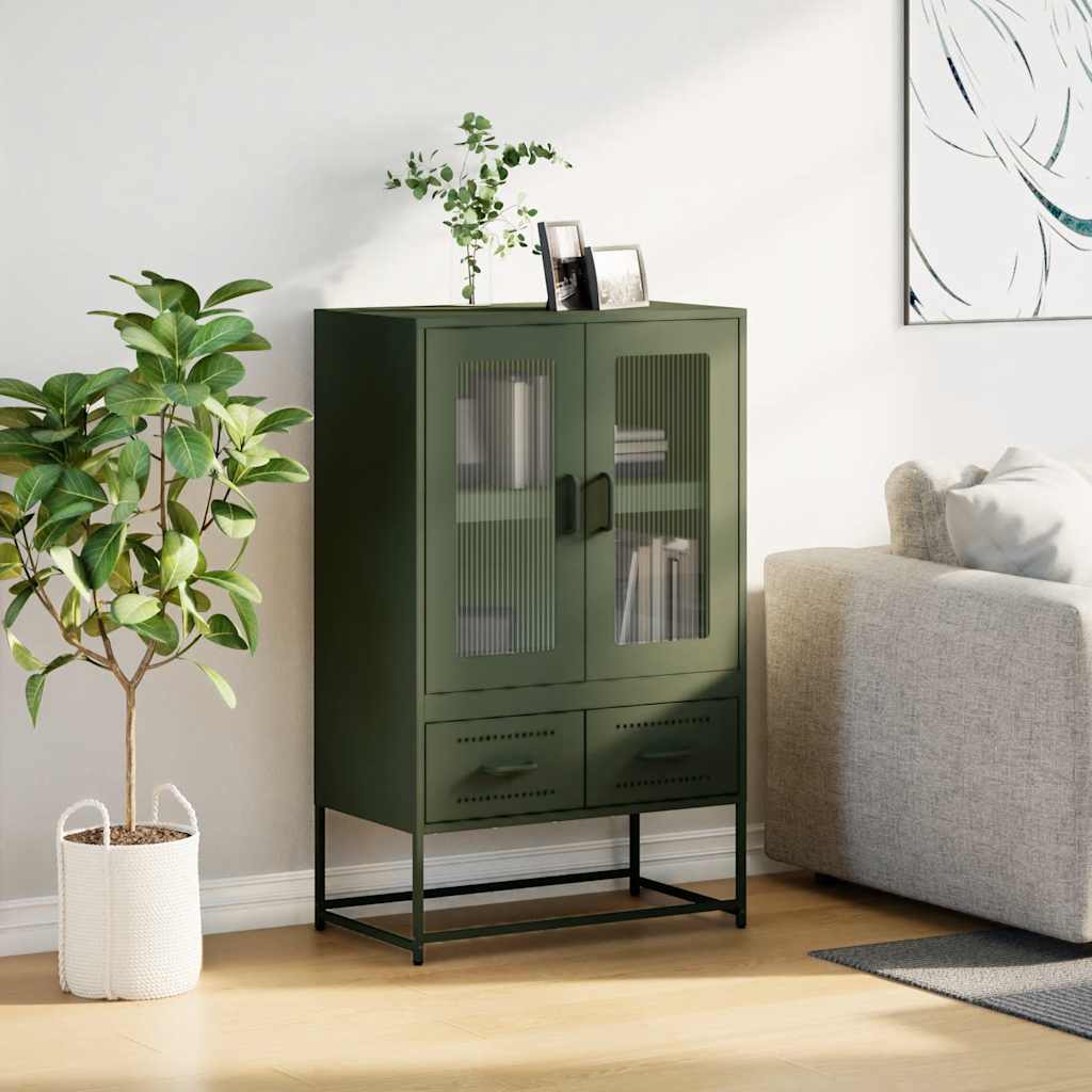 Visoka komoda maslinastozeleni 67 x 39 x 111,5 cm od čelika