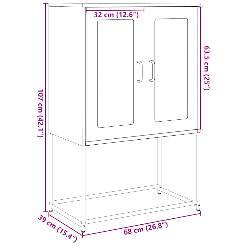 Visoka ploča antracit 68x39x107 cm čelik