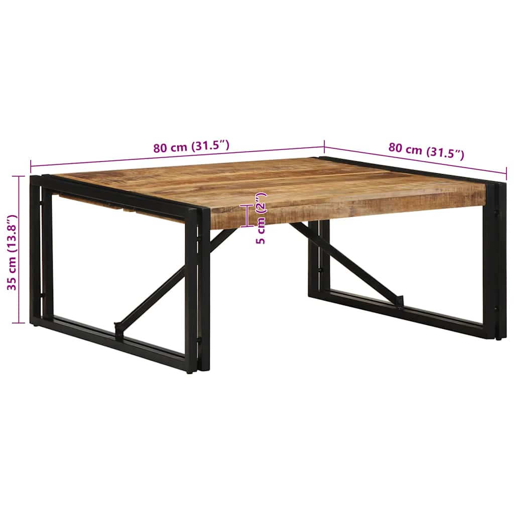 Stolić za kavu 80x80x35 cm od masivnog grubog drva manga
