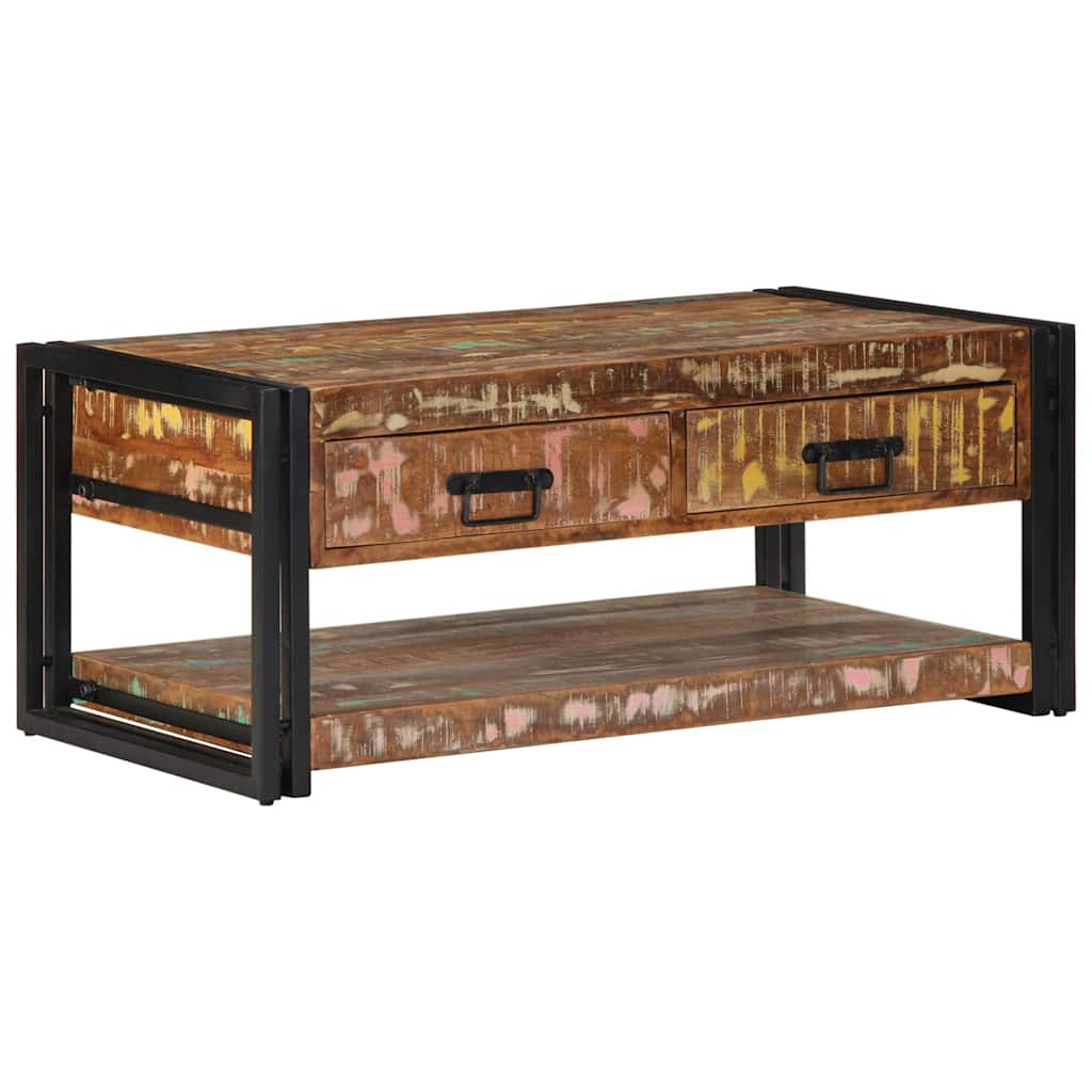 Višebojni stolić za kavu 90x50x38 cm puno drvo obrađeno
