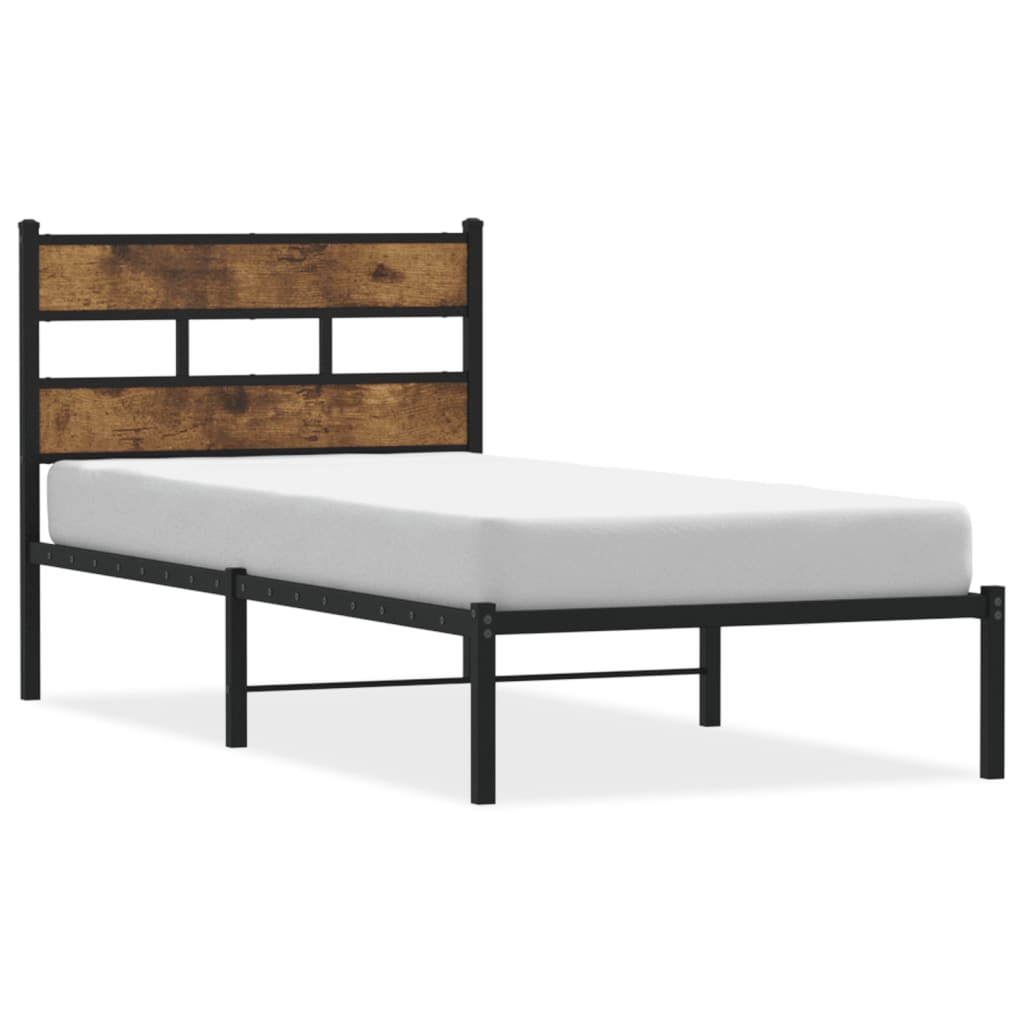 Metalni okvir kreveta bez madraca boja hrasta 75x190 cm