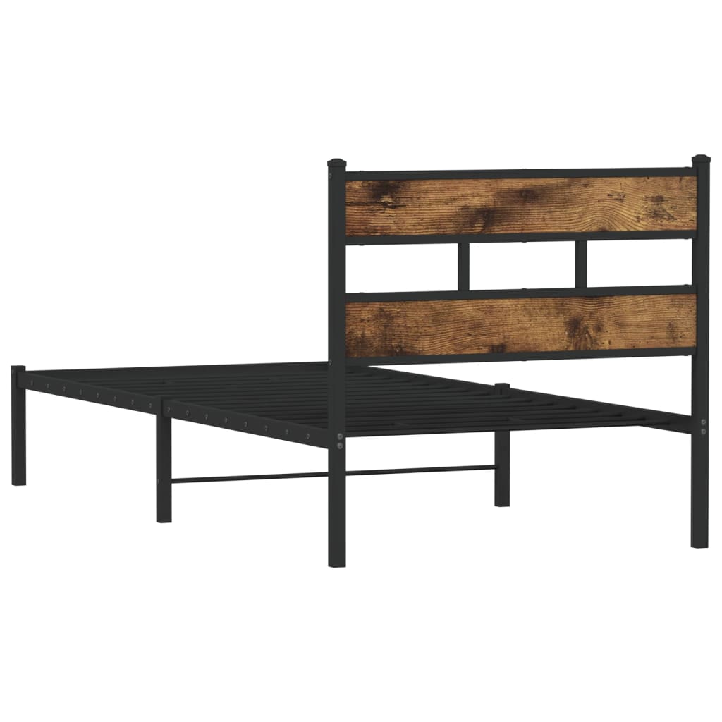 Metalni okvir kreveta bez madraca boja hrasta 75x190 cm