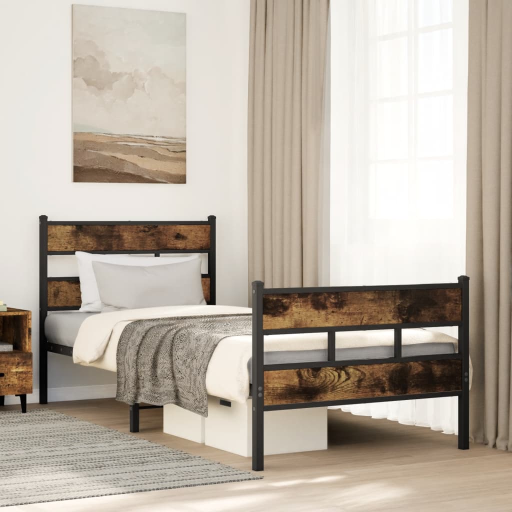 Metalni okvir kreveta bez madraca boja hrasta 90x200 cm