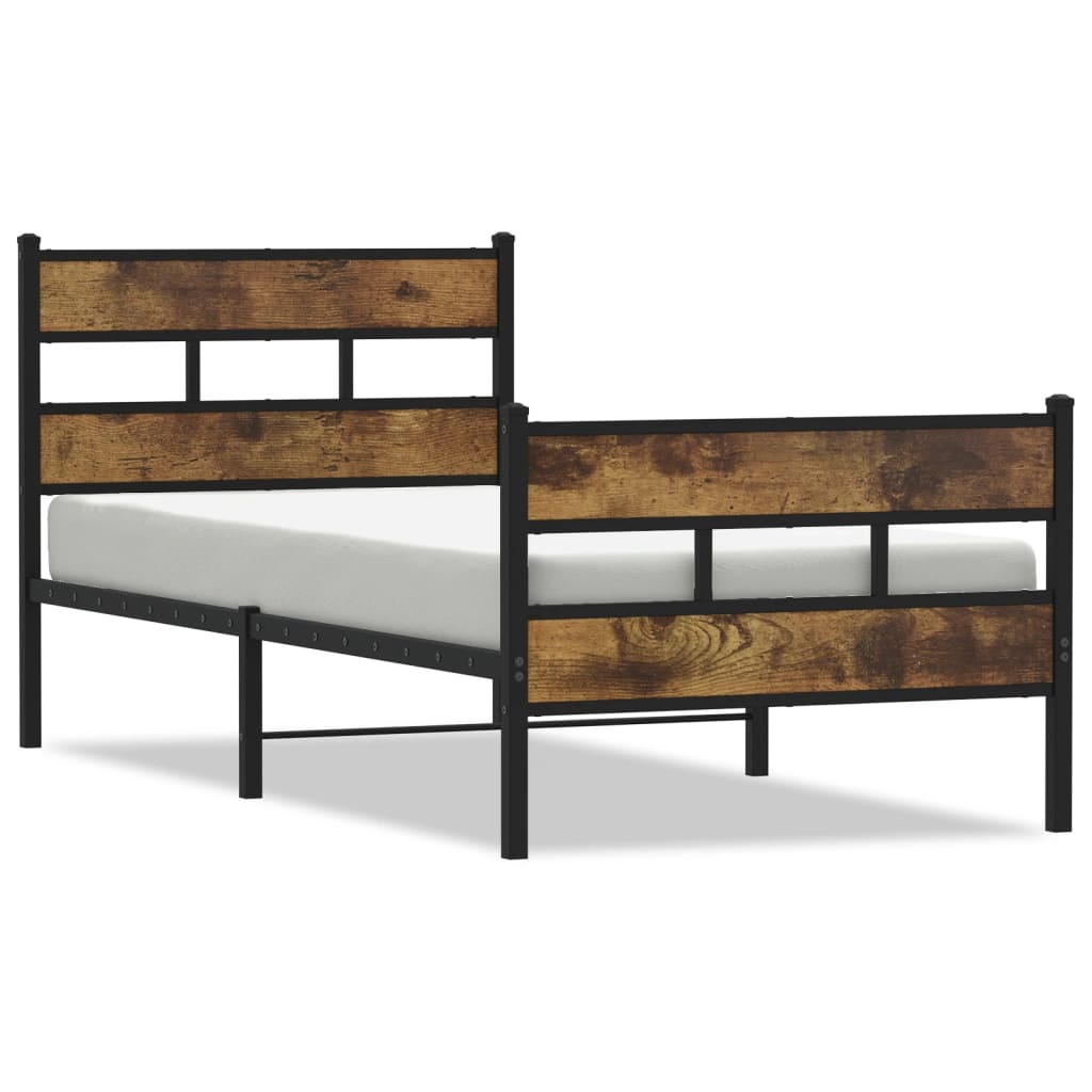 Metalni okvir kreveta bez madraca boja hrasta 107x203 cm