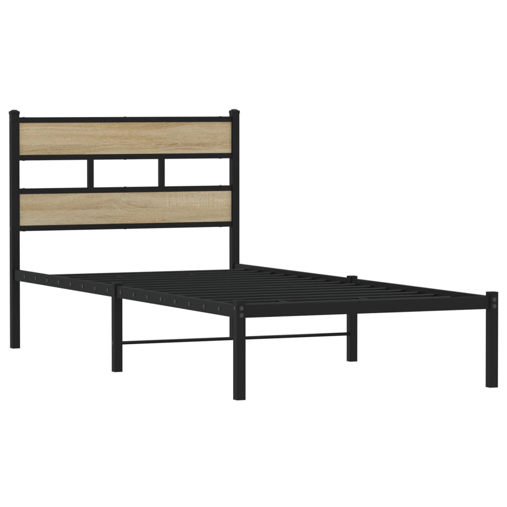 Metalni okvir kreveta bez madraca boja hrasta sonome 75x190 cm