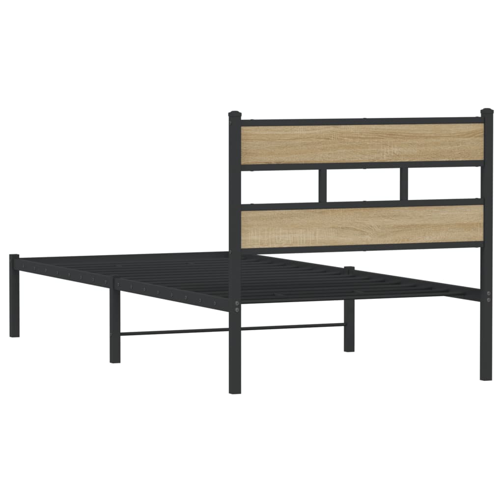 Metalni okvir kreveta bez madraca boja hrasta sonome 107x203 cm